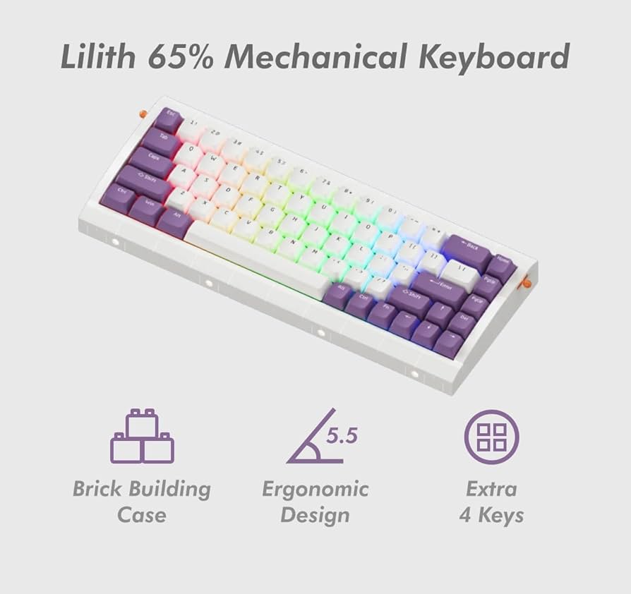 Amazon.com: KBDcraft 02Lilith 65% 5.5° Ergonomic Mechanical