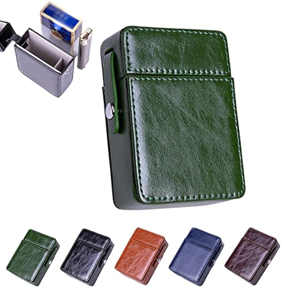 Amazon.co.jp: [JBSHOP] シガレットケース 革 20本 ライター収納 収納