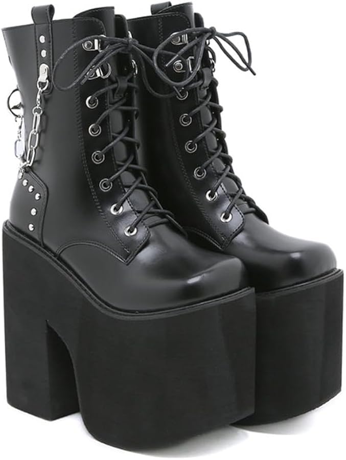 Amazon | [SURF ZMER] 厚底 レースアップブーツ レディース 厚底