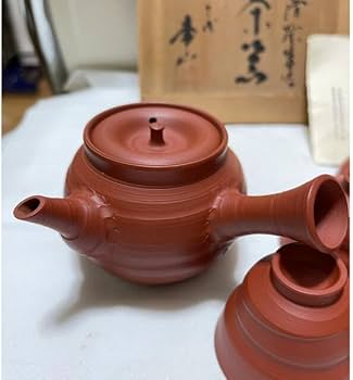 Amazon.co.jp: 人間国宝 三代山田常山作 常滑焼朱泥茶器セット 玉露