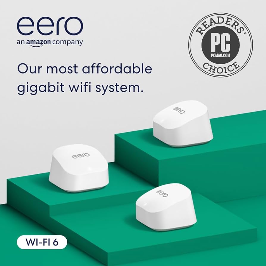 Amazon eero 6+ dual-band mesh Wi-Fi 6 system, with built-in Zigbee