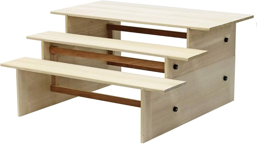 Amazon | 三段 桐製 ひな壇 (白木) 25号 間口75cm 木製 雛人形用 ひな