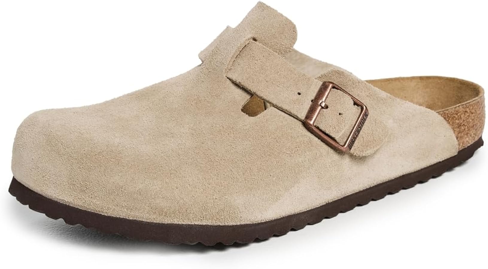 Amazon.com | Birkenstock Unisex Boston Soft Footbed, Taupe Suede