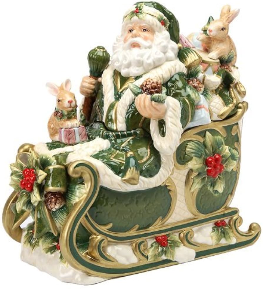 Amazon.com: Fine Ceramic Christmas Holidays Emerald Green Santa on
