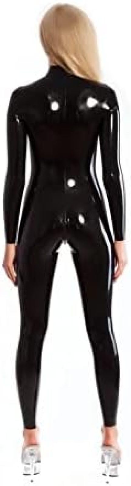 Amazon.co.jp: ラテックスキャットスーツブラックカラーラバースーツ