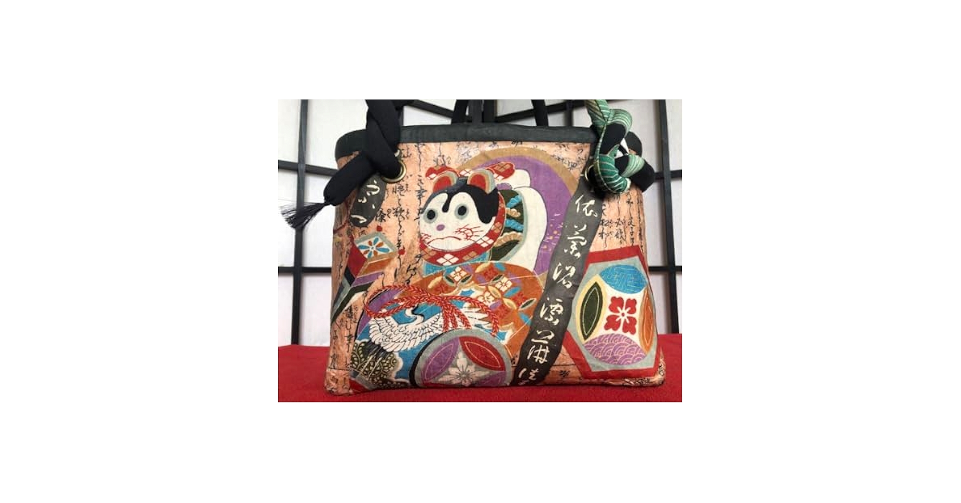 一閑張り 一閑張りバック 大 正絹古布 犬張子 狛犬 張子犬 【公式通販】