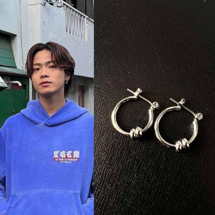 Amazon.co.jp: 両耳ピアス メタルフープピアス コムドット やまと 着用