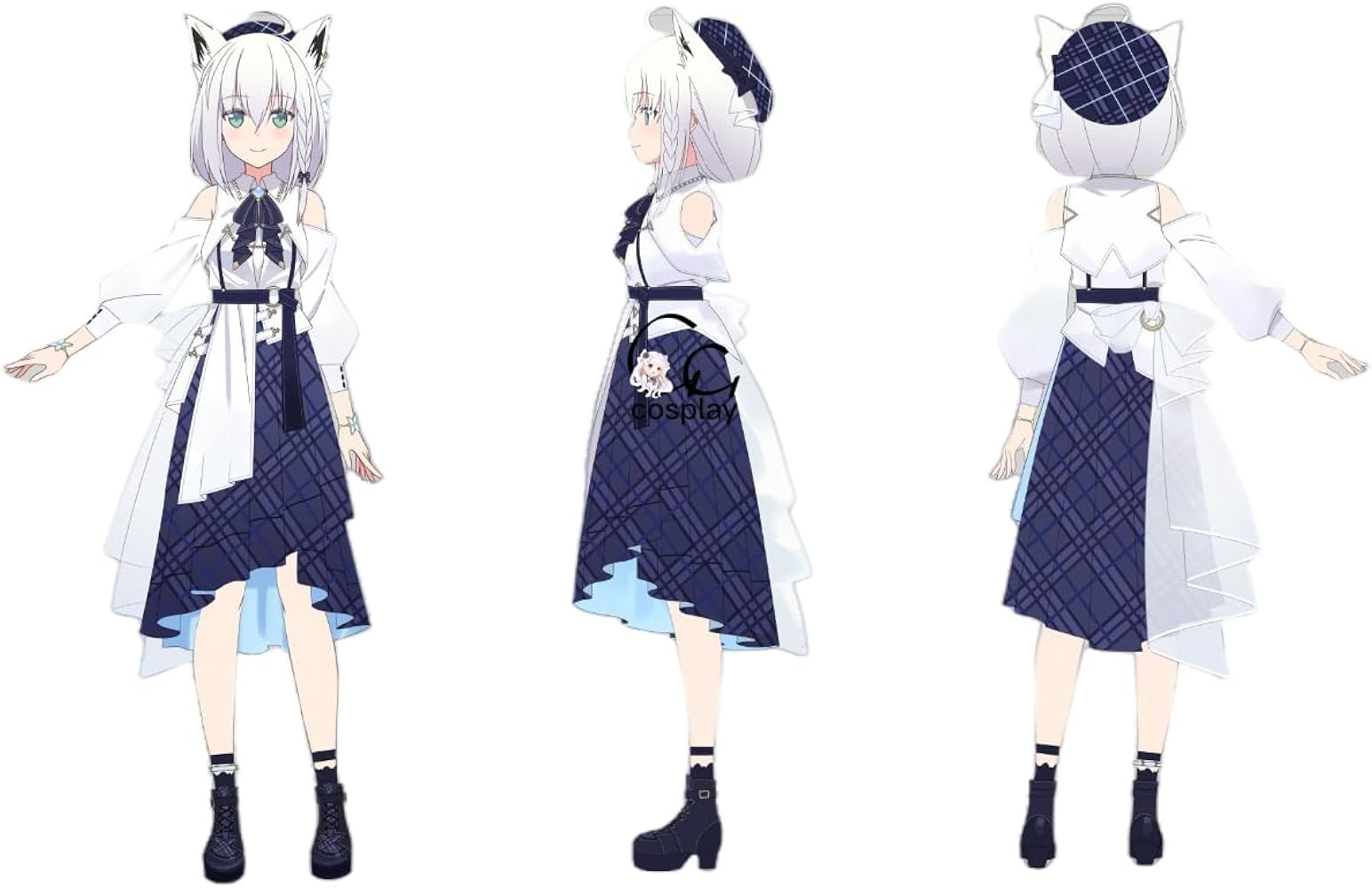 Amazon.co.jp: GGcosplay VTuber 白上フブキ Blue Journey衣装 ブルー