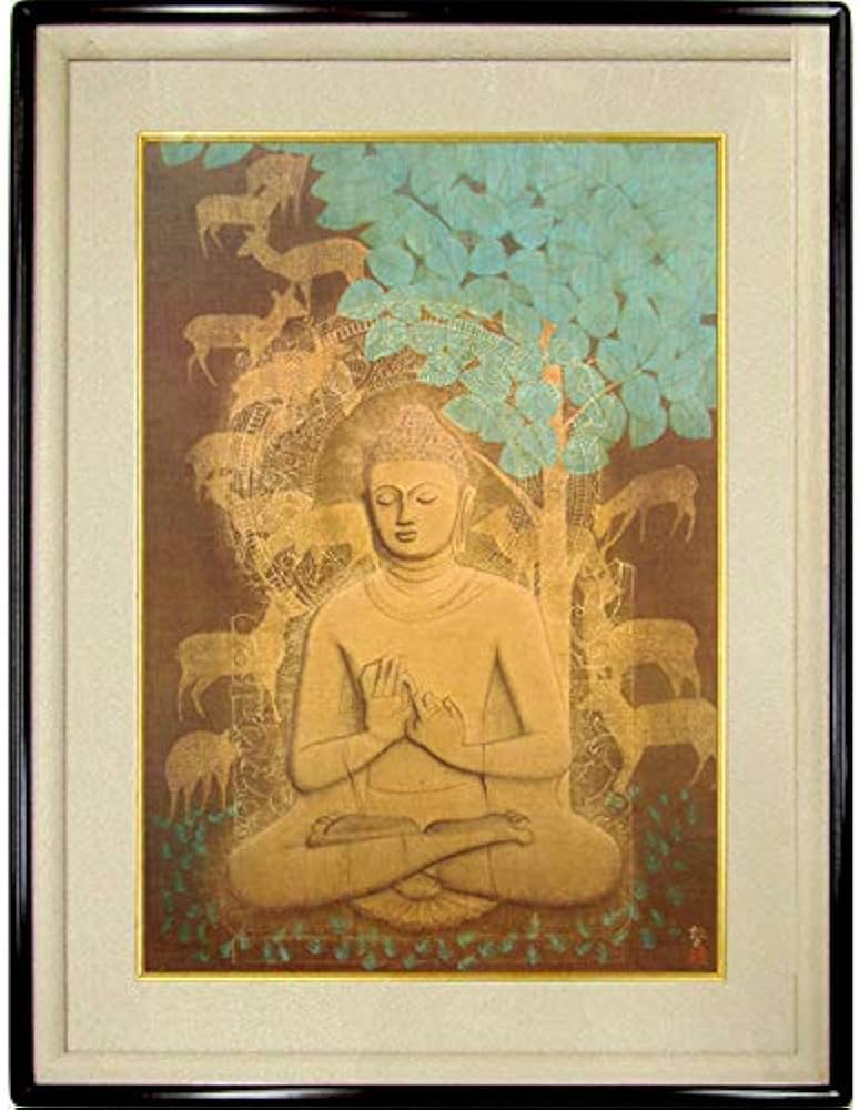 Amazon.co.jp: 平山郁夫『鹿野苑の釈迦』復刻画 版画 仏画 お釈迦様