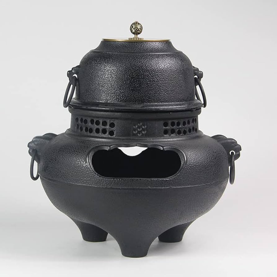 Amazon | 茶釜 風炉釜 切合鬼面風炉 茶釜添え 鉄風炉 茶道具