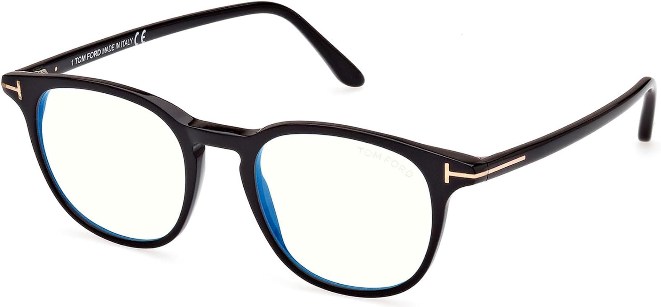 Tom Ford Eyeglasses FT 5832 -B 001 Shiny Black, t Logo/Blue Block