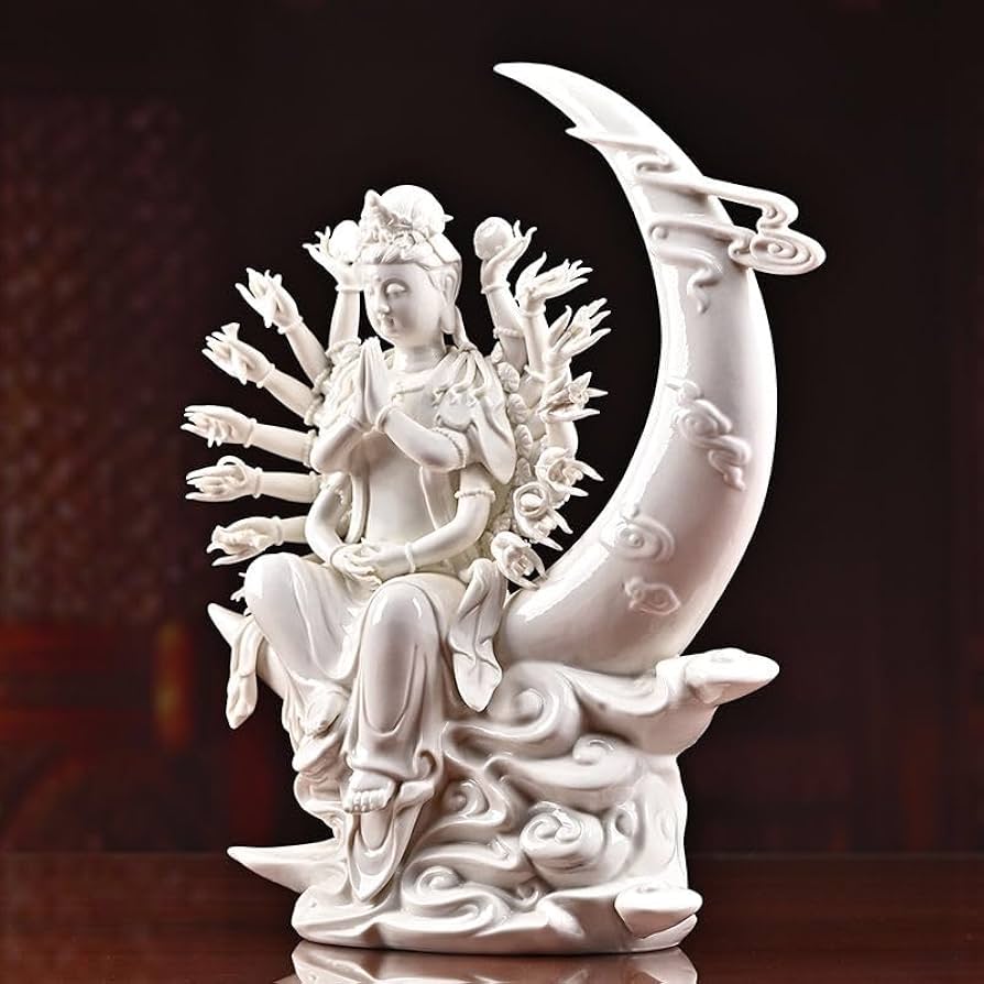 Amazon｜観音様置物 白磁42cm水月千手観音像 仏壇用ホーム