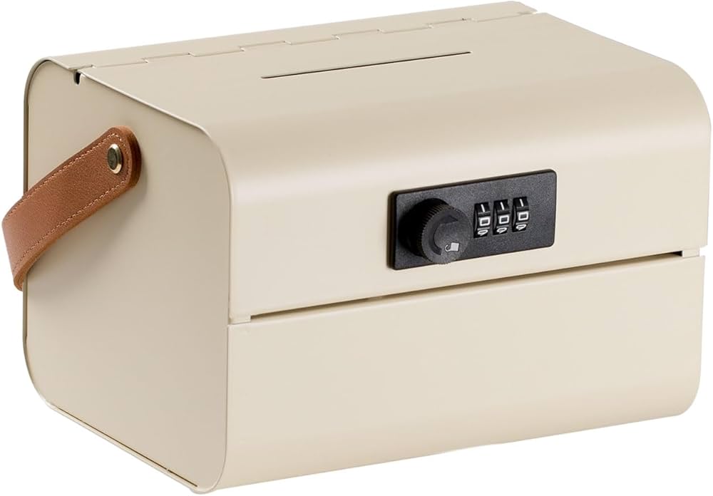 Amazon.co.jp: 八番屋 貯金箱 手提げ貯金箱 ダイヤル錠 投入口付き