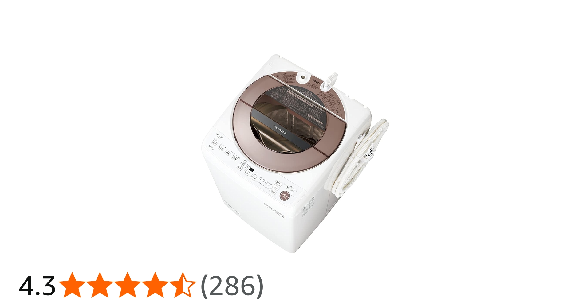 Amazon | シャープ 洗濯機 ES-GV10F-T穴なし槽 インバーター搭載