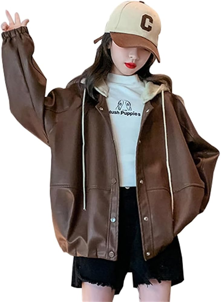 Amazon | [BLZXIAN] キッズ レザージャケット 女の子 パーカー 女児 革