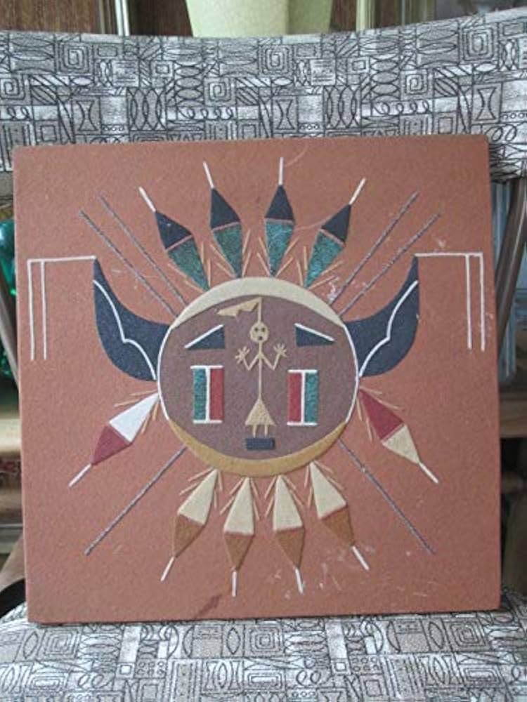 貴重☆ネイティブアメリカン 太陽 サンドペイント砂絵 ナバホ族