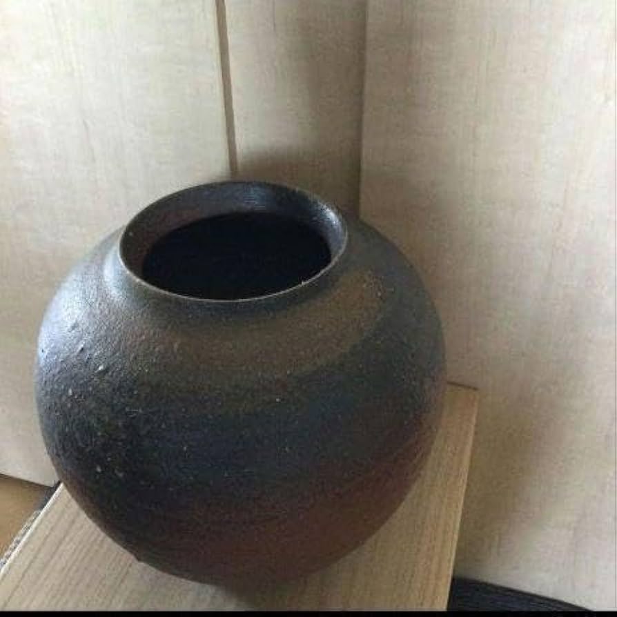 Amazon.co.jp: 1 備前焼 花瓶 共箱 的野求 まる壺 木箱入り 夕立受窯
