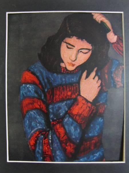 Amazon.co.jp: 林武、梳けずる女、額装用画集の一部、、額付 : ホーム