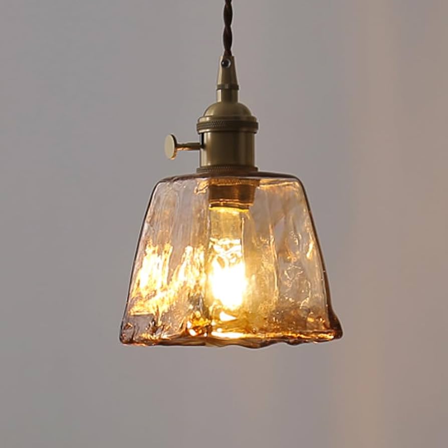 Amazon.co.jp : Chende ペンダントライト 琥珀色 ガラス 手作り