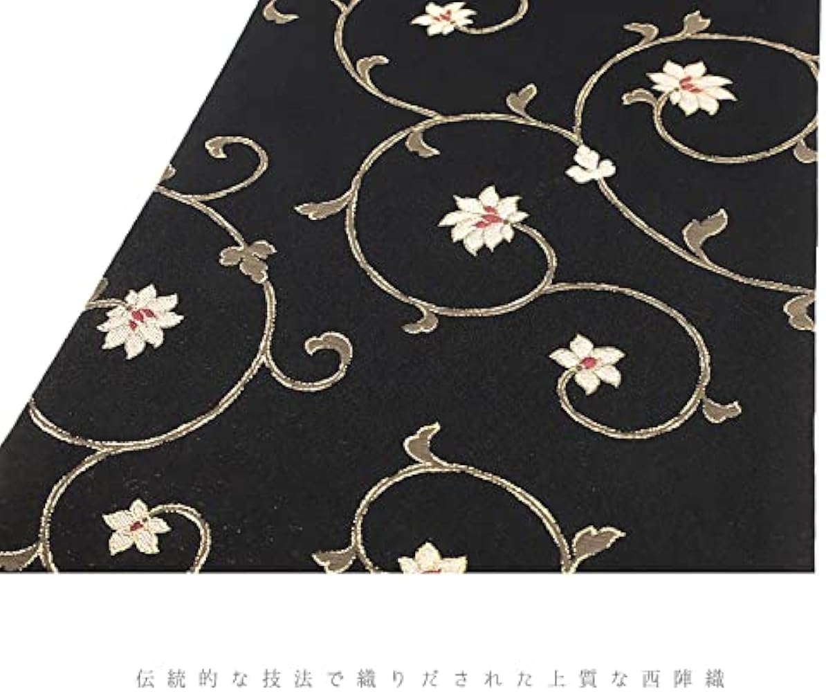 Amazon | 石原さとみ さん 着用柄 名古屋帯 正絹 黒地 金 金糸 朱色