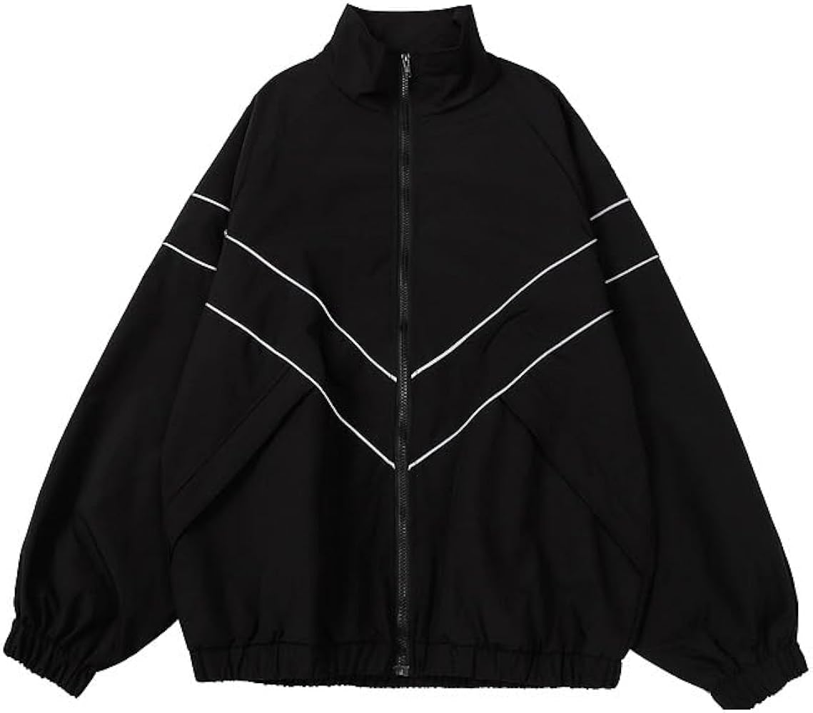 Amazon.com: Y2K Stand Collar Jacket Preppy Oversize Long Sleeve