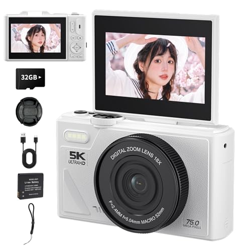 Amazon | 7500万画素・5K動画撮影 デジタルカメラ 18倍ズーム WIFI対応