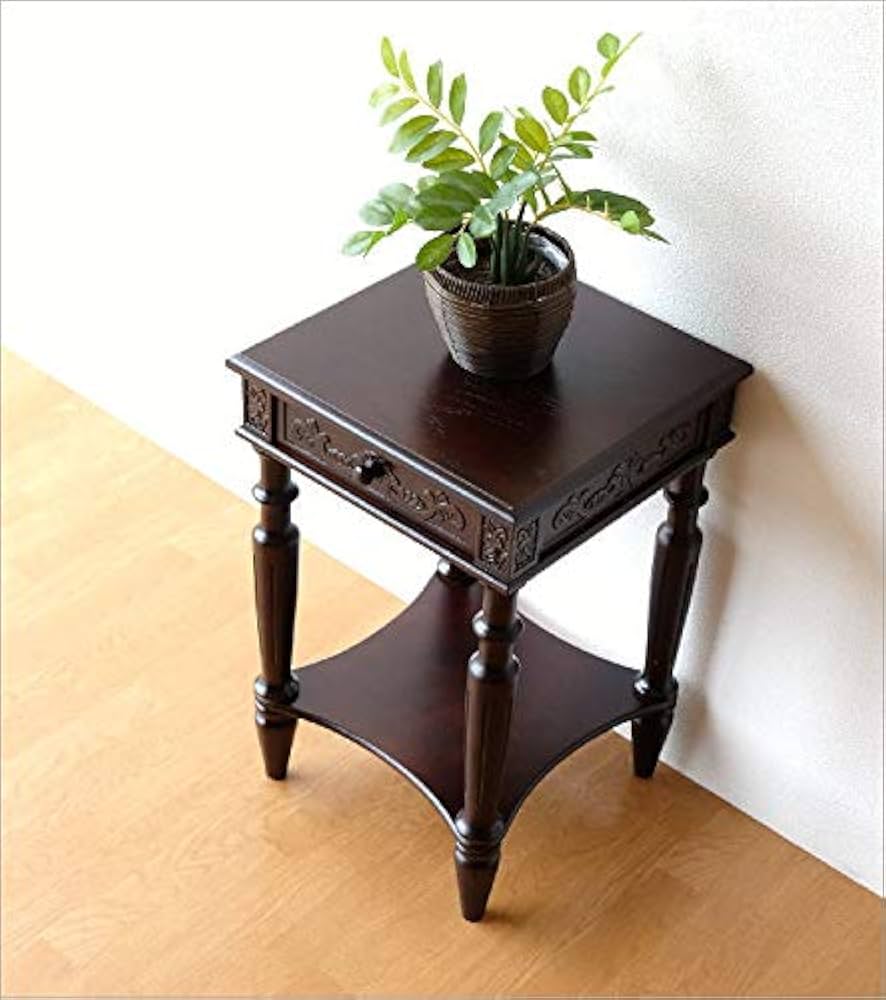 Amazon｜花台 アンティーク サイドテーブル 木製 レトロ おしゃれ 花瓶