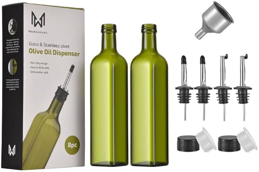 Amazon.co.jp: オリーブオイルボトル - 500ml グリーンオイル&ビネガー