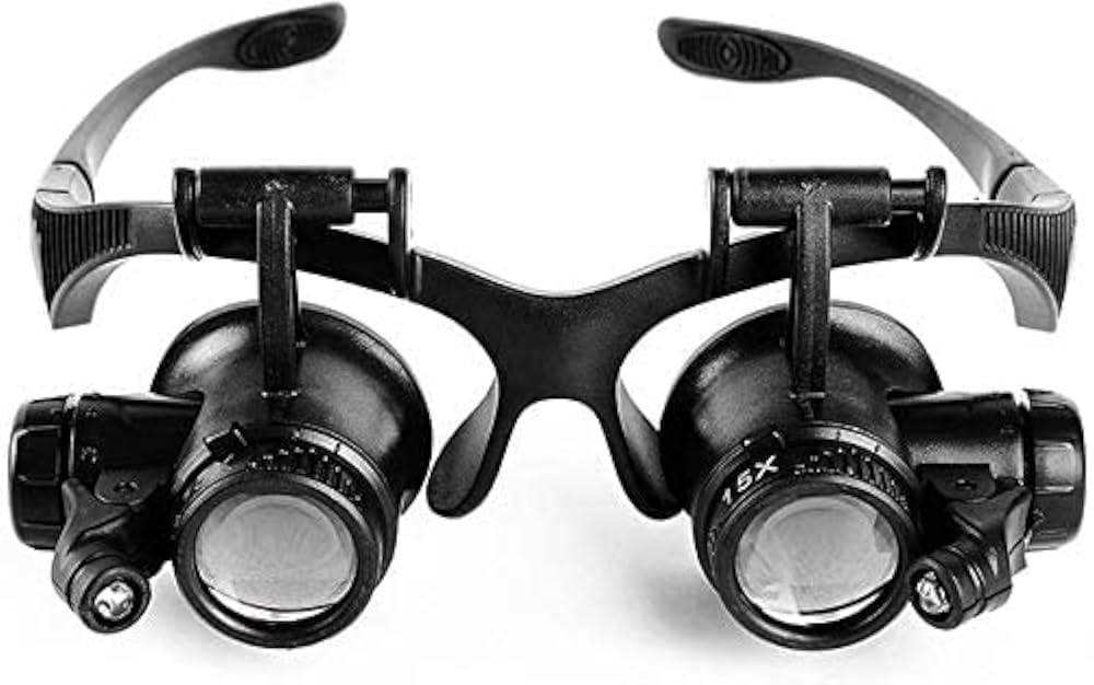 Amazon.co.jp: 拡大鏡 メガネ型 ヘッドマウント双眼拡大鏡 ブラック