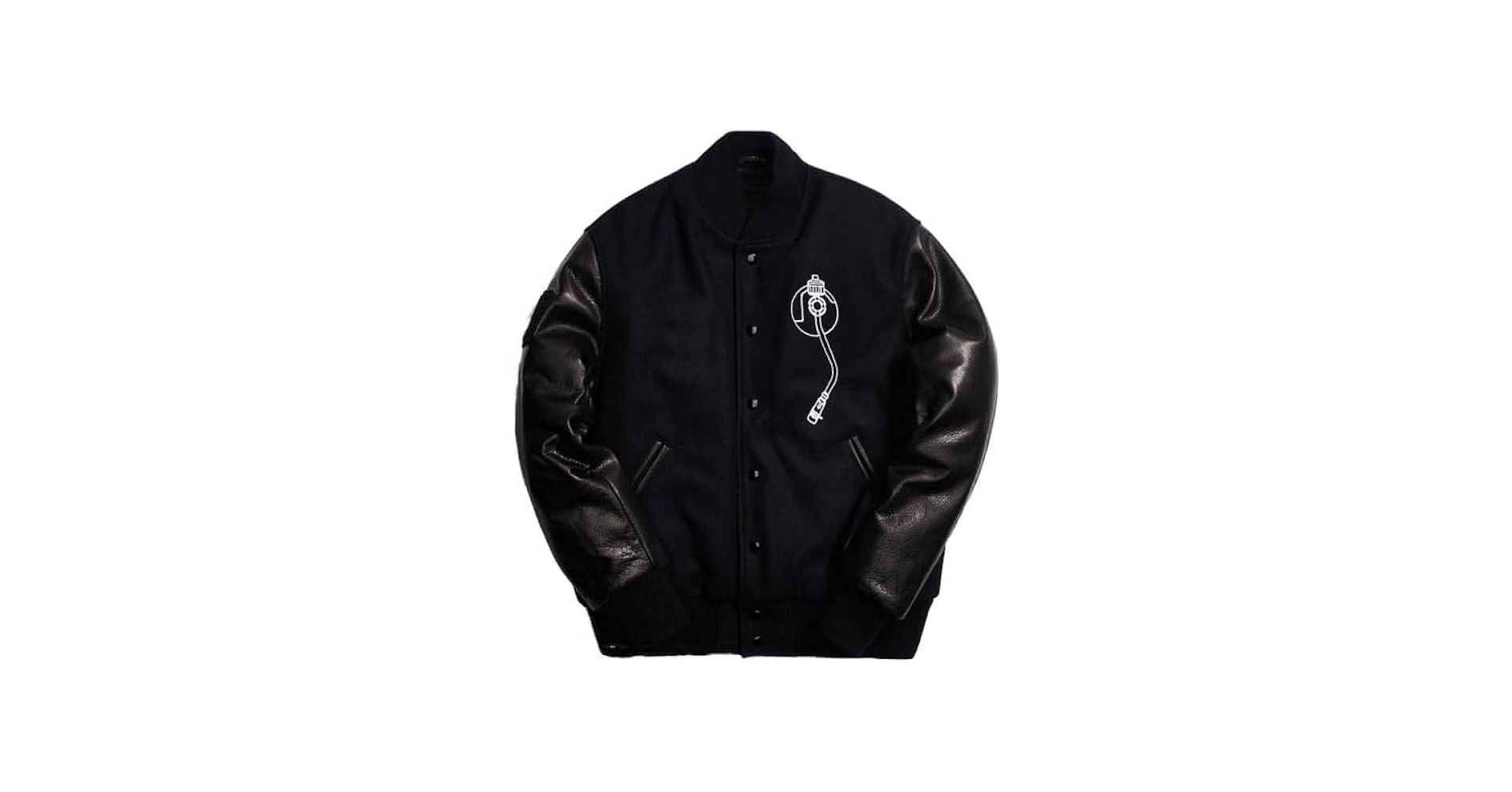Def Jam Recording Wool Black Varsity Leather Jacket | Mens Bomber