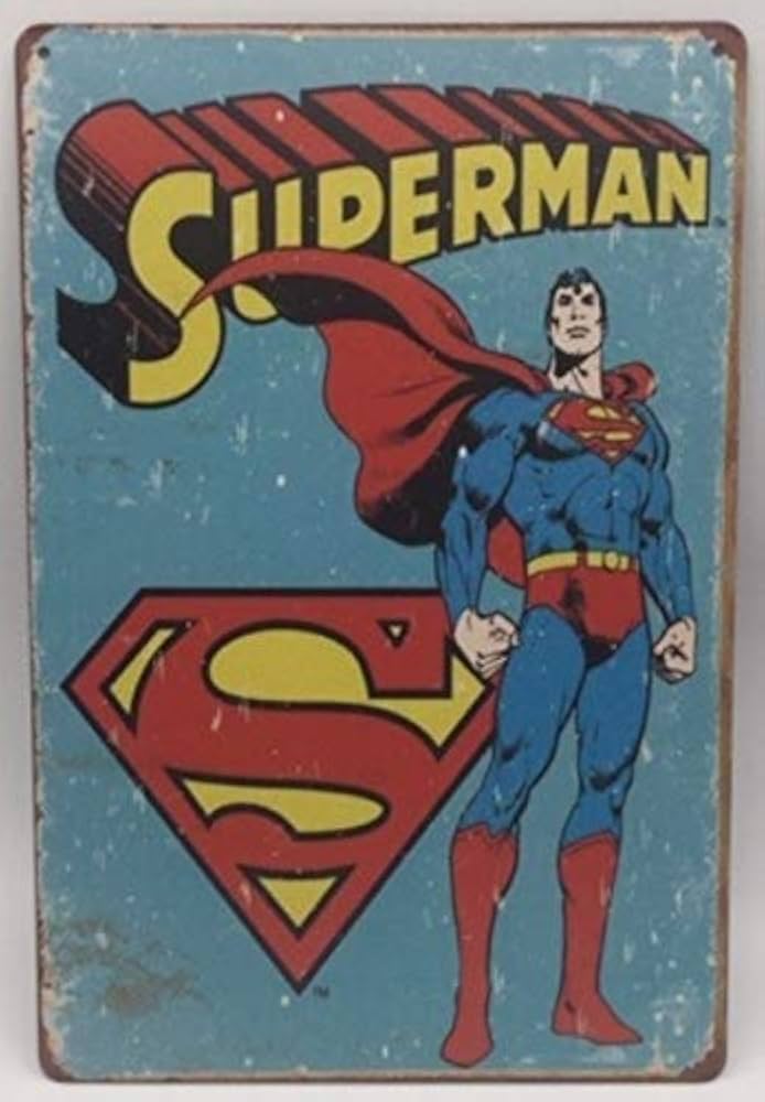 Amazon.co.jp: スーパーマン コミック ポスター 立ち水色 金属製