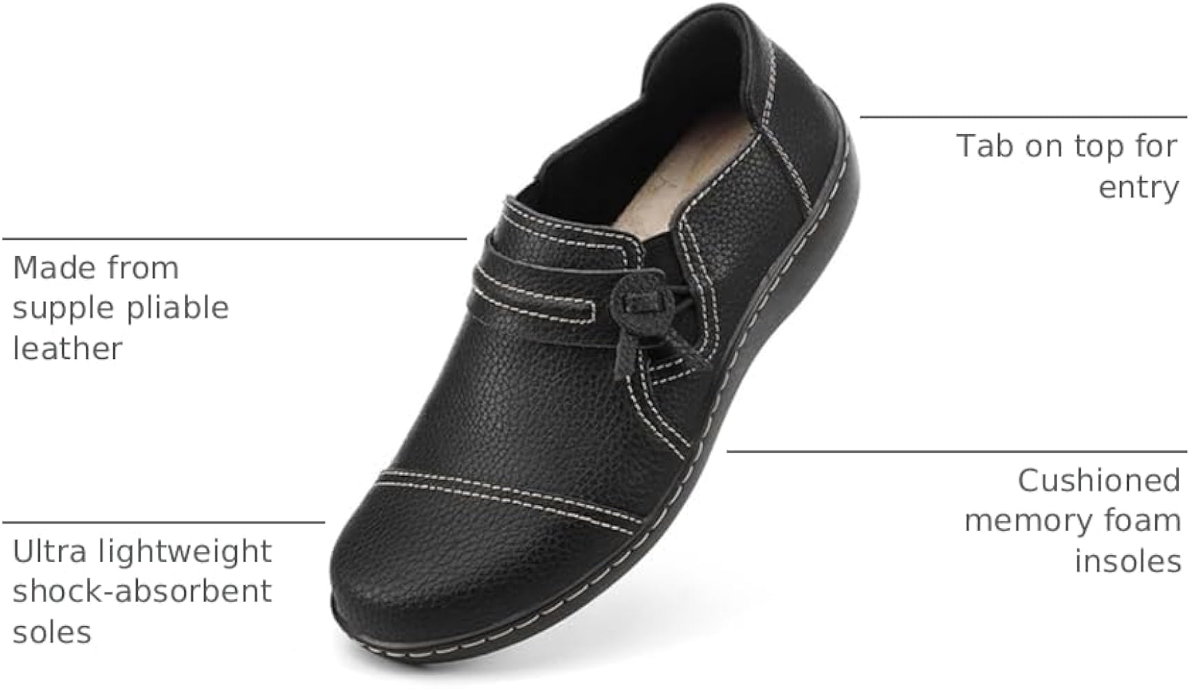 Amazon.com | LAZYPOP Women's Classic Comfort Black Leather Loafers