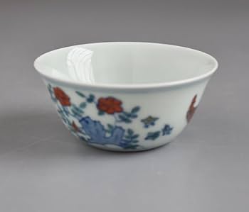 Amazon | 景徳鎮 明成化闘彩鶏缸杯 豆彩 チキンカップ 陶器 8.2cm