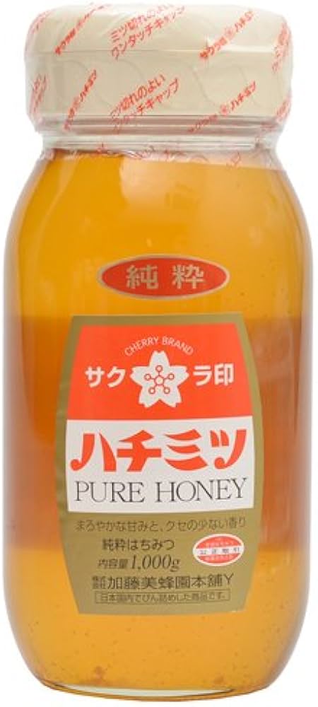 Amazon | 加藤美蜂園 サクラ印 純粋ハチミツ 瓶 1kg | 加藤美蜂園