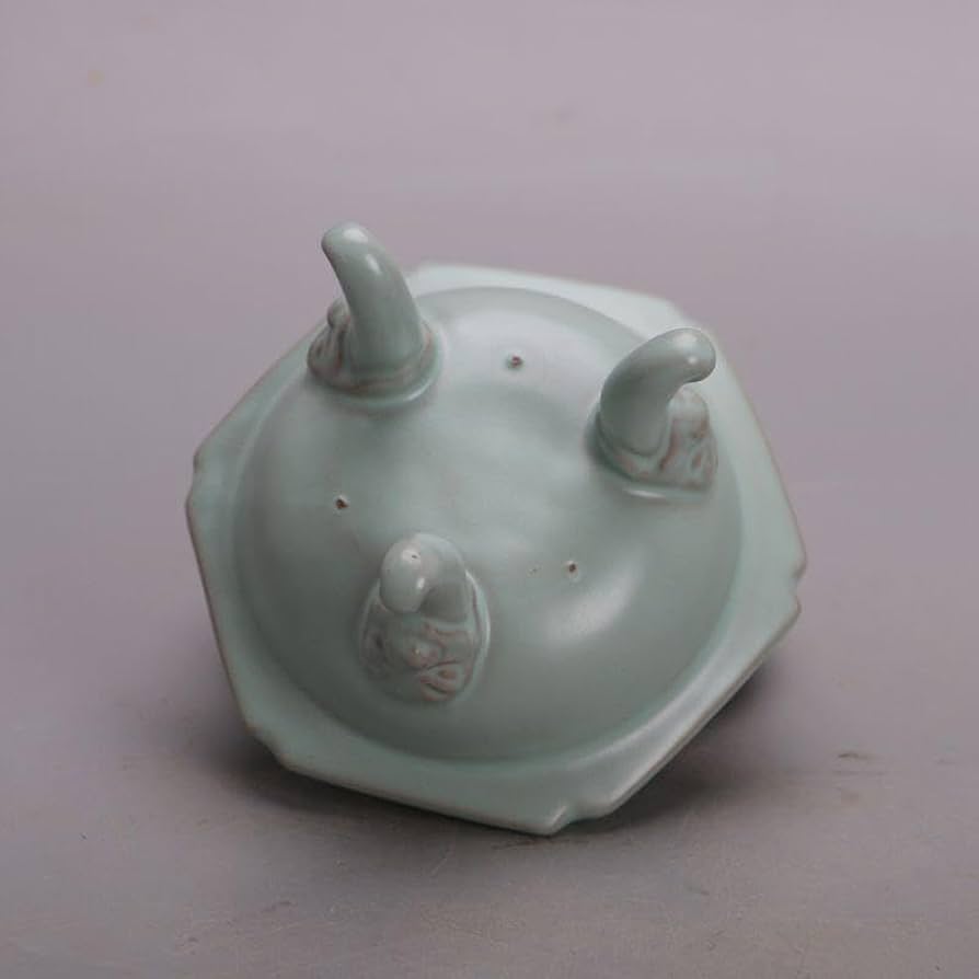 中国 汝窯 三足蓋香炉 竜魚 天青釉 工芸品 美術品