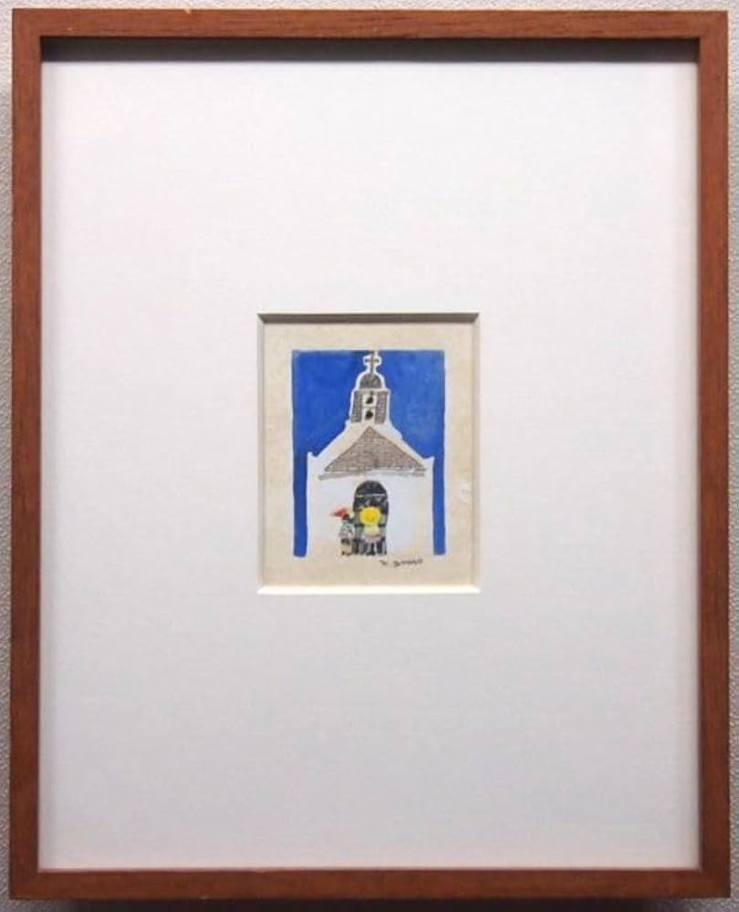 Amazon.co.jp: 真作保証 安野光雅 聖堂 水彩画 9.5×7.5㎝ 肉筆 1点もの