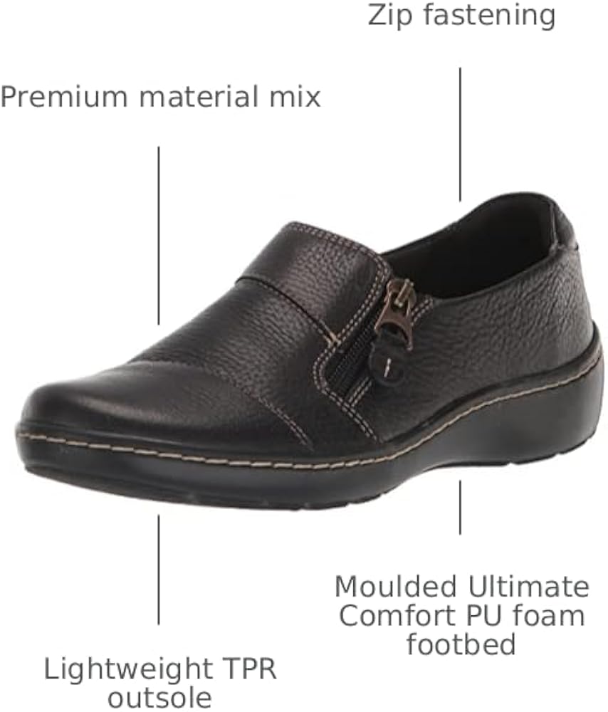 Amazon.com | Clarks Women's Cora Harbor Loafer, Black Leather, 5