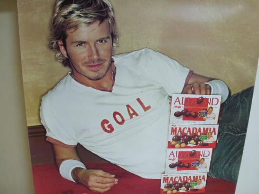 ベッカム フォト入り 明治製菓販促用ボード時計、超大判バスタオルと1