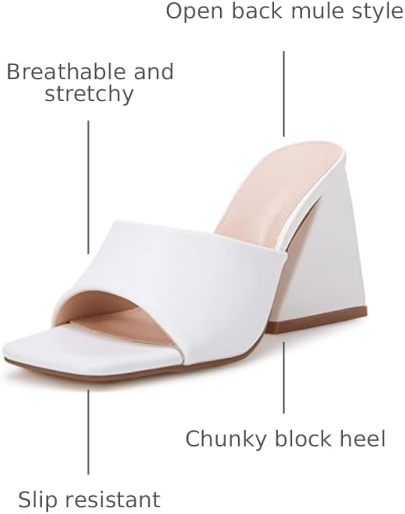 Amazon.com | VETASTE Women's Heeled Sandals Square Open Toe Slip