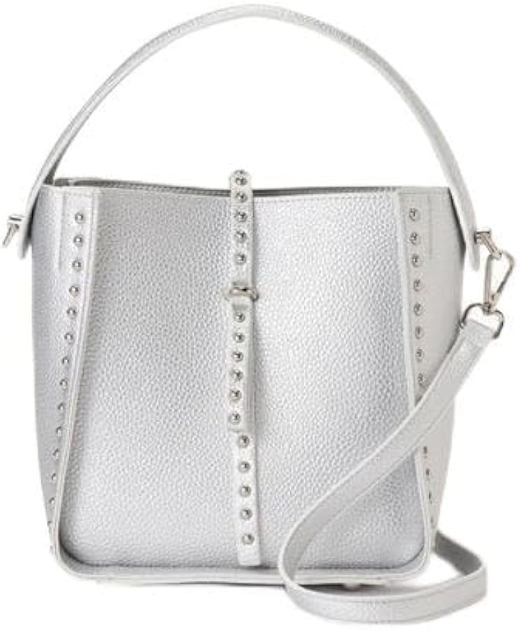 Amazon | [ローズバッド] スタッズ付きショルダーバッグ シルバー