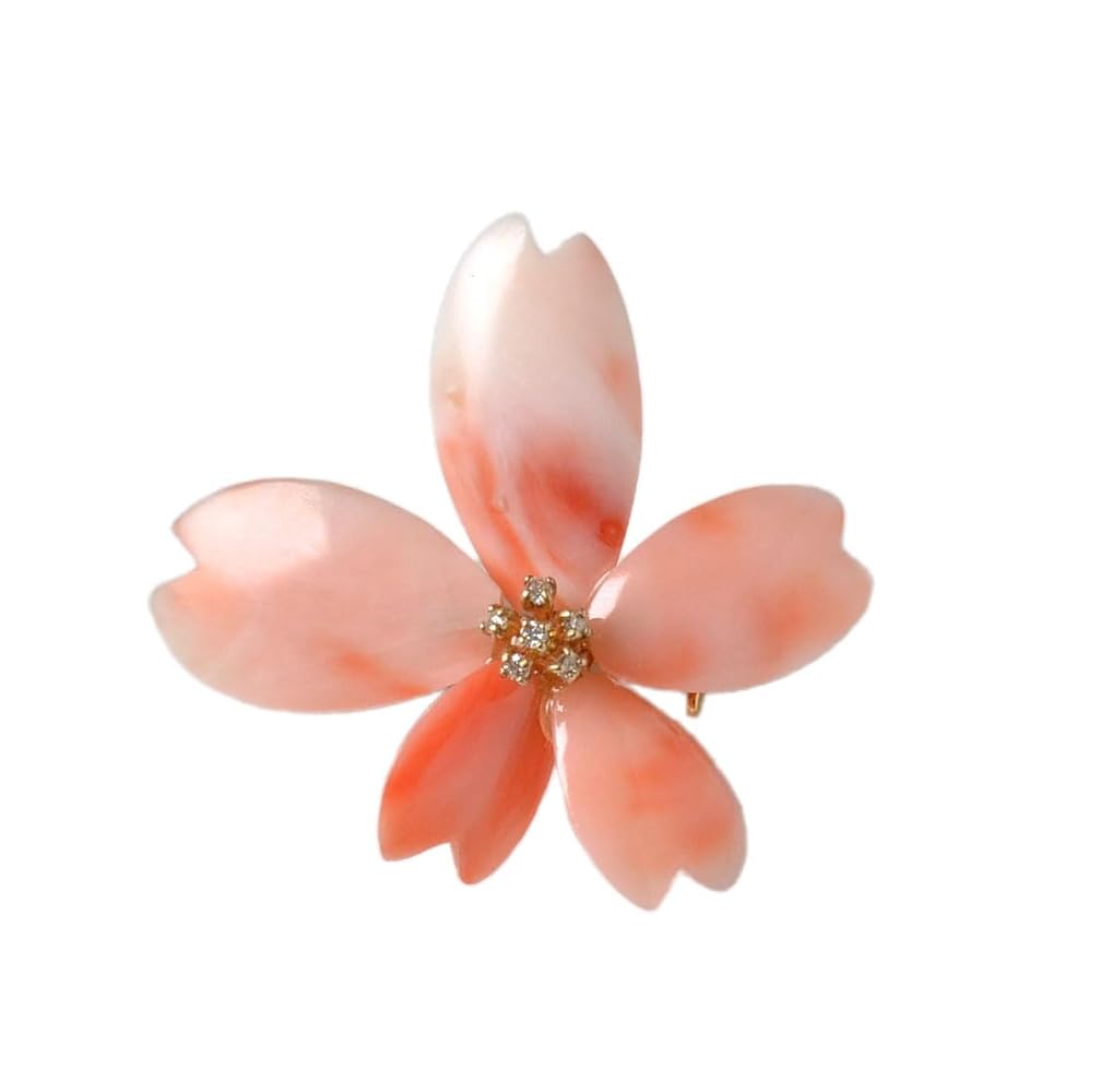天然桃珊瑚 バラ型ブローチ兼ペンダント Mー05 天然桃珊瑚 バラ型