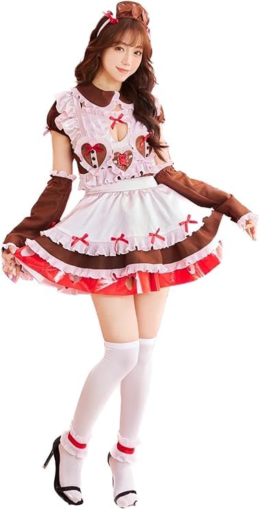 Amazon.co.jp: メイド メイド服 ブラウン 茶色 ハート チョコレート