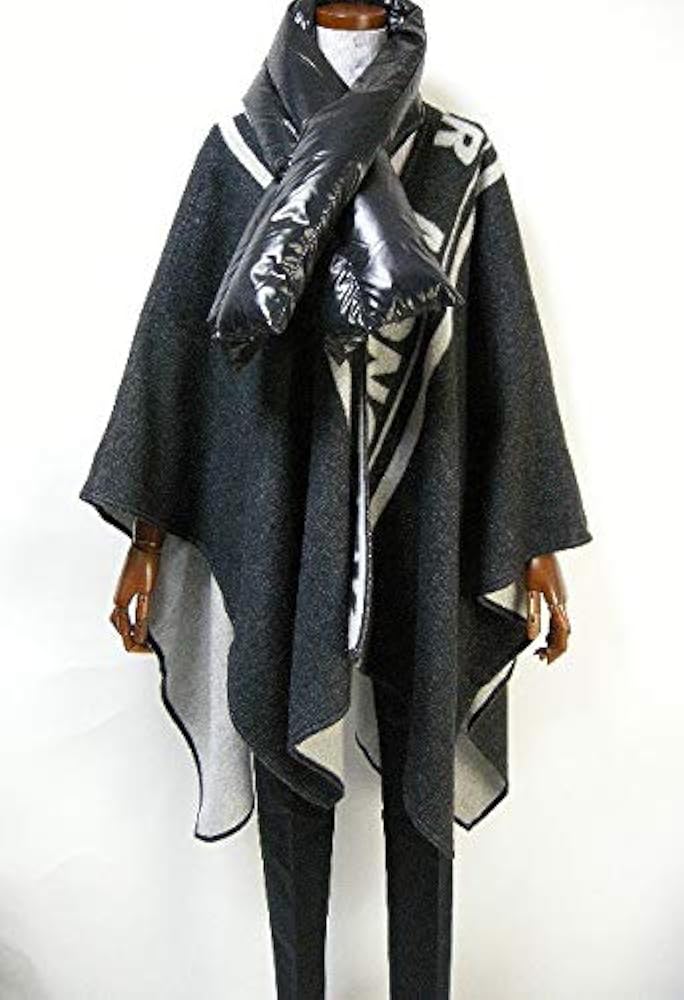 Amazon | [モンクレール] ダウンマフラー付きウールニットポンチョ