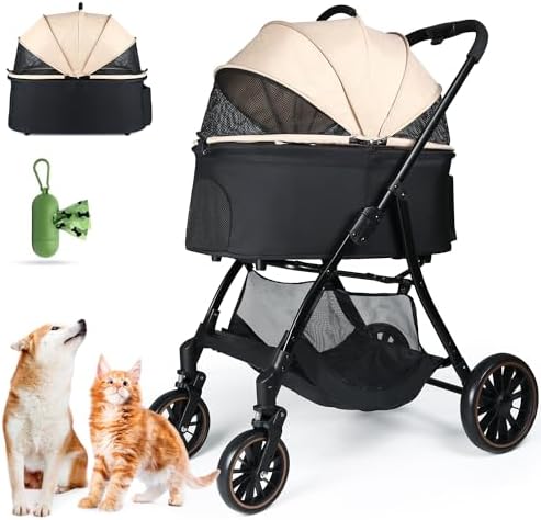 ペット カート キャリー 黒 小動物 ワンタッチ折 前輪360° 後輪ブレーキ付