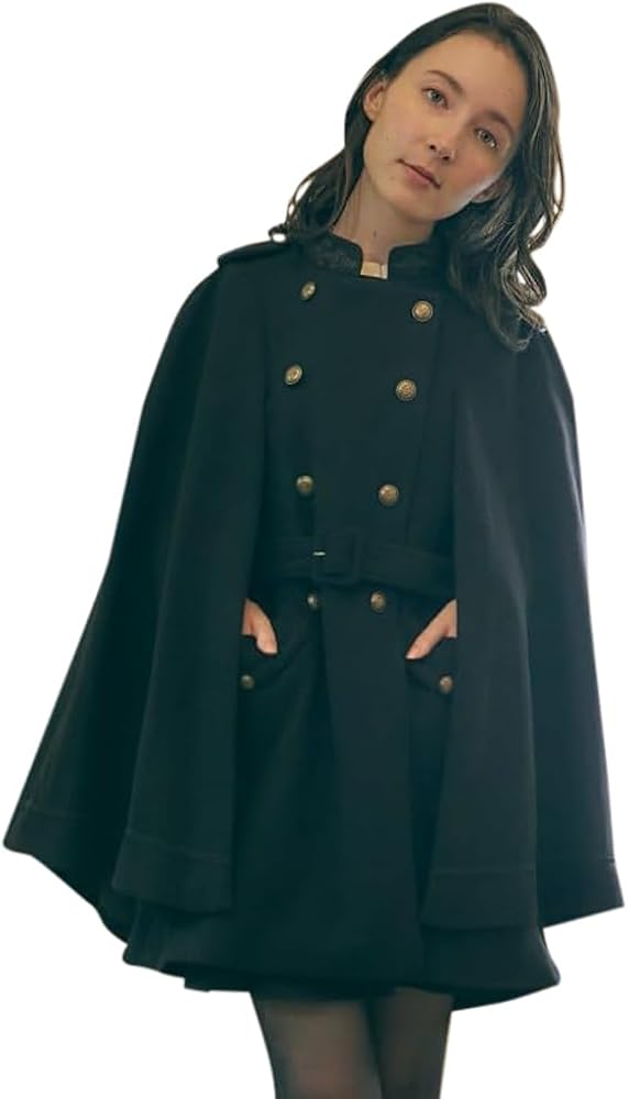 Amazon | [アクシーズファム] ダブルボタンケープコート TS441X45 黒 F