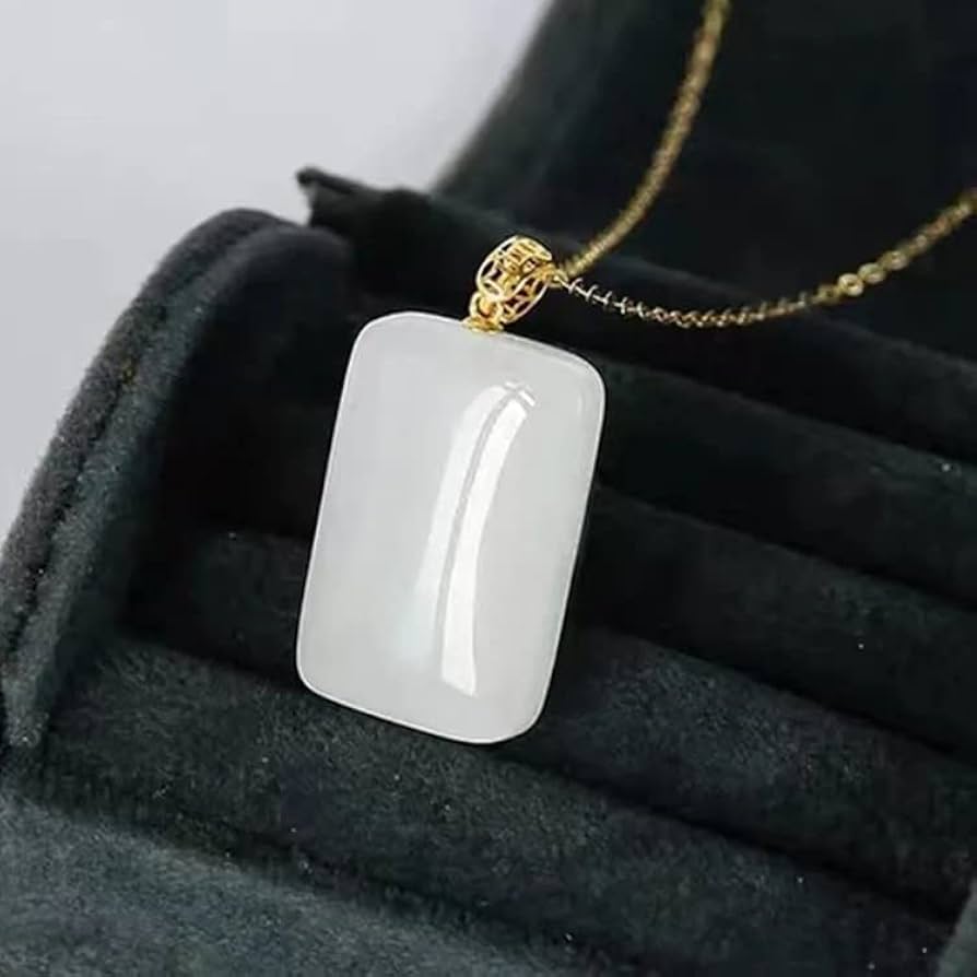 Amazon.com: 和田玉方无事牌吊坠平安扣玉石玉器珠宝2051316