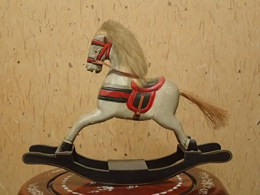 Amazon.co.jp: 英国アンティーク ロッキングホース 木馬 木製 馬 置物