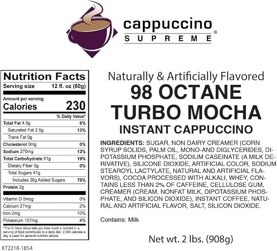 Amazon.com : Cappuccino Supreme 2 lb bag 98 Octane Turbo Mocha
