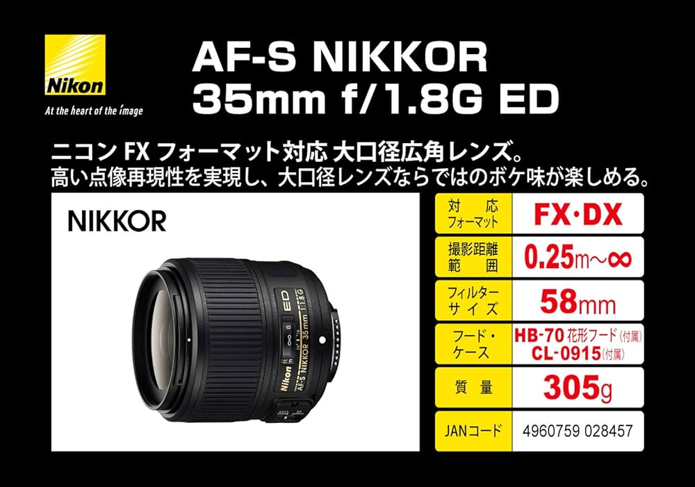 Amazon.co.jp: Nikon 単焦点レンズ AF-S NIKKOR 35mm f/1.8G ED フル