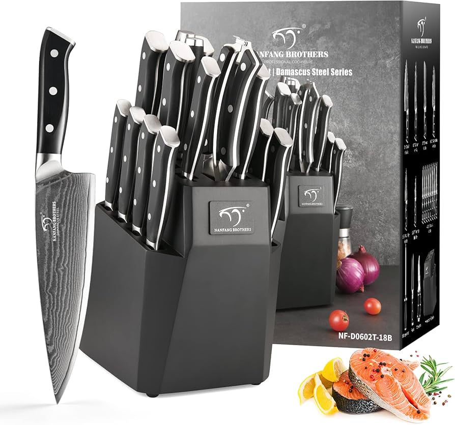 Amazon.com: NANFANG BROTHERS 18-Piece Damascus Kitchen Knife Sets
